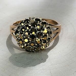 Retired Lia Sophia Mulit-Stone Gold Tone Dome Ring Size 11